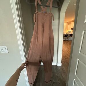 Brown Maternity Jumpsuit with Adjustable Straps